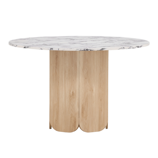 Galds Velaj 120/120/75 cm gaiši pelēks marmors/ozols