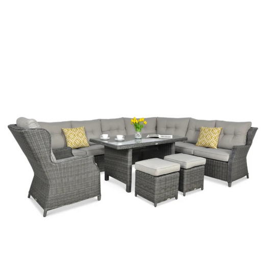 Ēdamgalda komplekts Dova 306/246/87 cm tumši pelēks - N1 Home