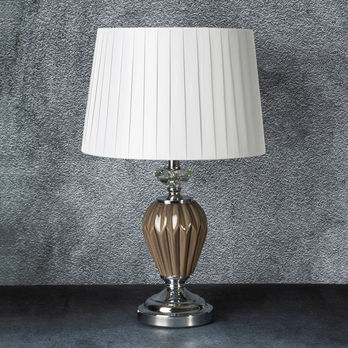 Galda lampa Kayla 32x49 cm sudrabs/pelēks, bēšs - N1 Home