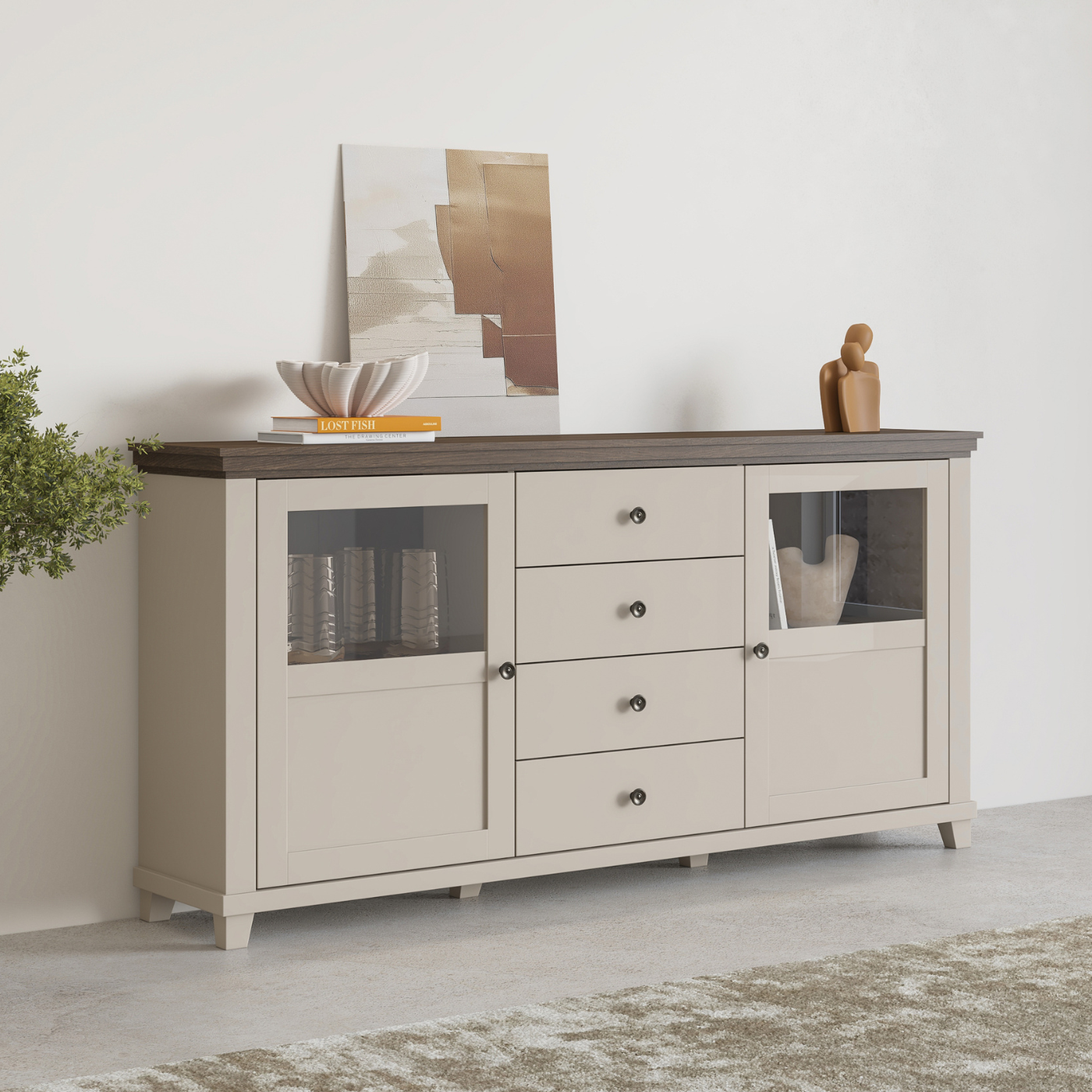 Kumode Evtar 181/42/93 cm kašmirs/Dunin ozols - N1 Home