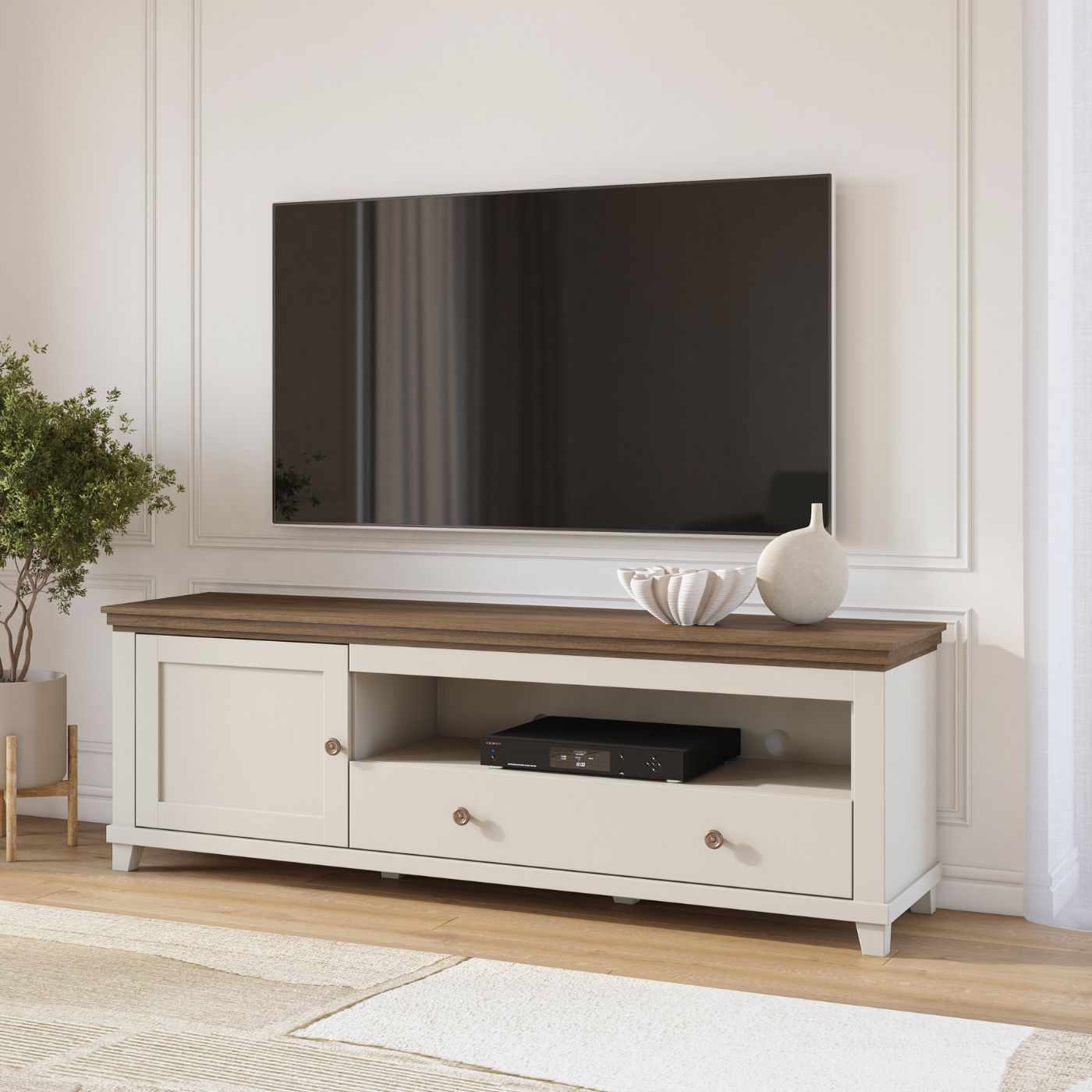 TV skapis Evtar 181/61/49 cm kašmirs/Dunin ozols