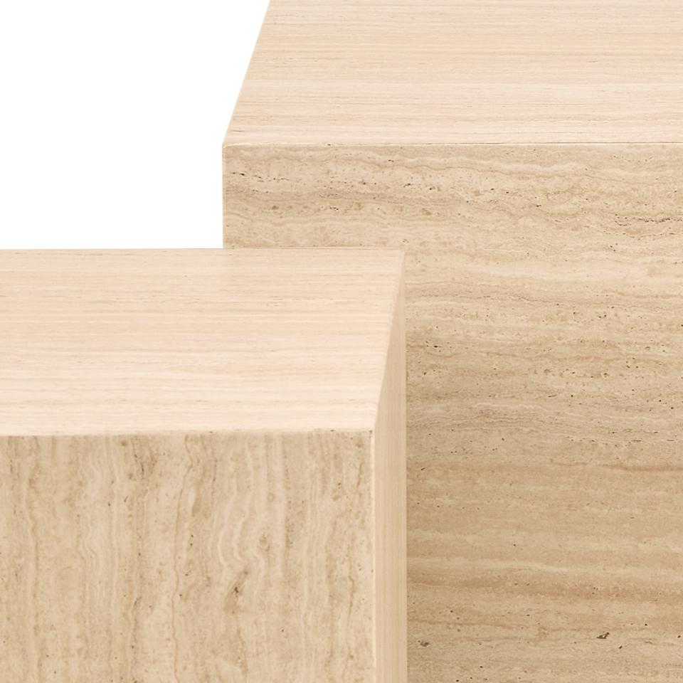Kafijas galds Dia 100x60x42 cm; 44x44x38 cm travertīns - N1 Home