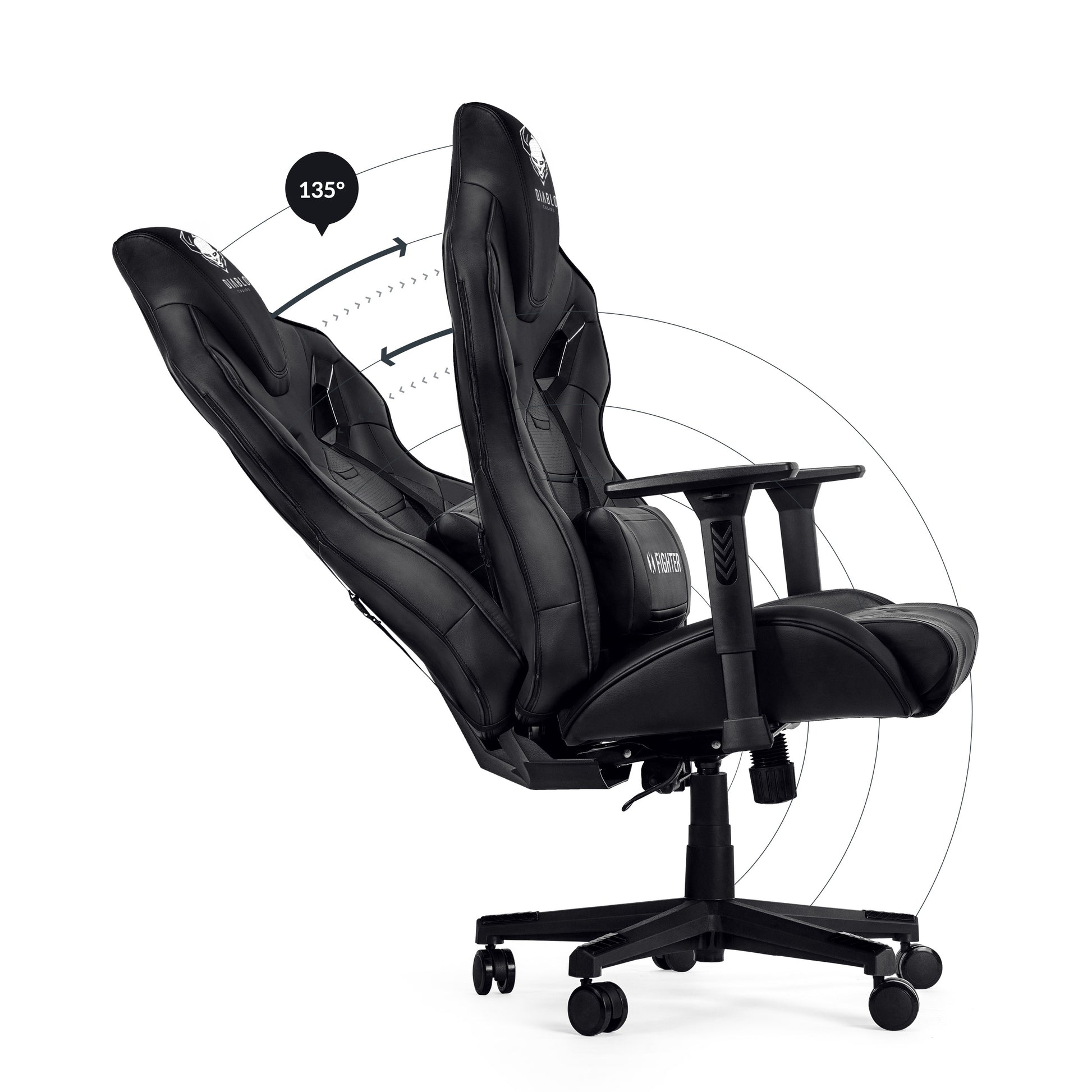 Krēsls X-Figh 127 - 137/ 67/ 54 cm melns - N1 Home