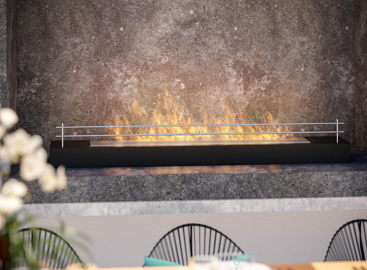 Biokamīns Firobox 1200 120/19/8 cm melns - N1 Home