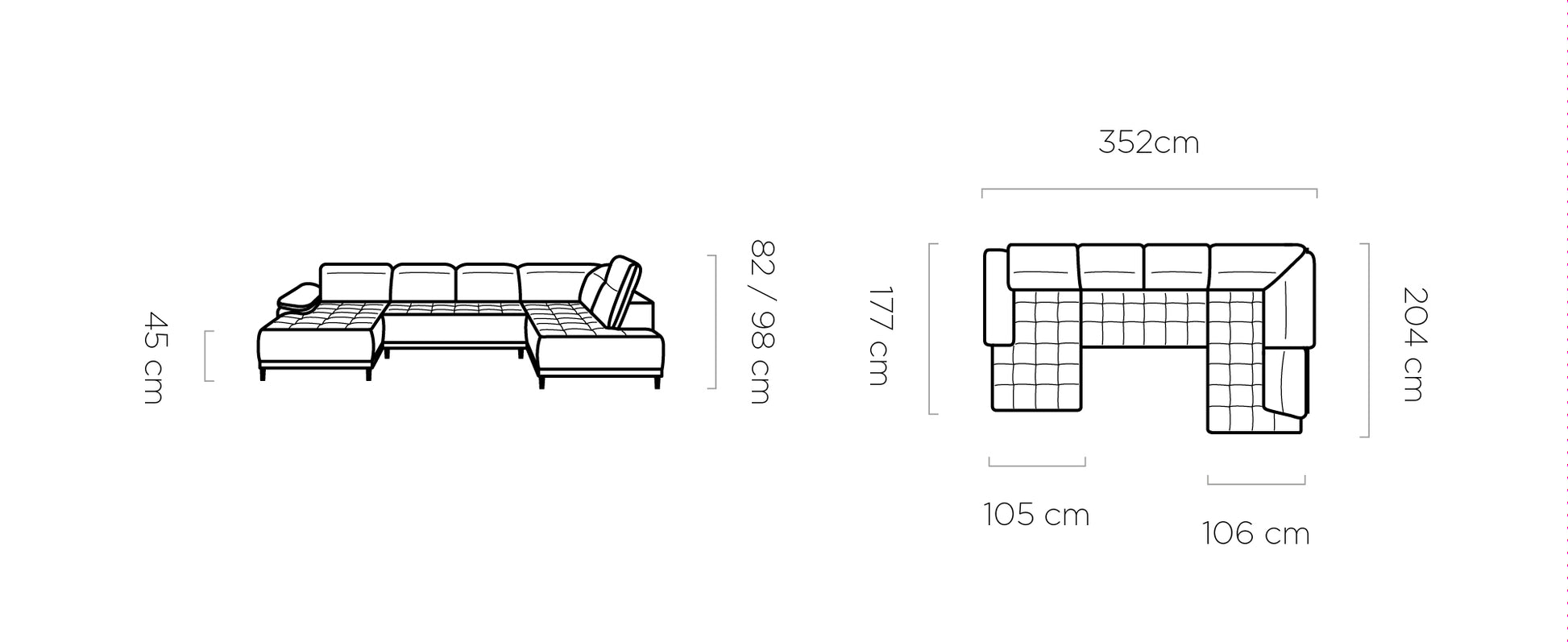 Dīvāns FOST 352/204/177 cm - N1 Home