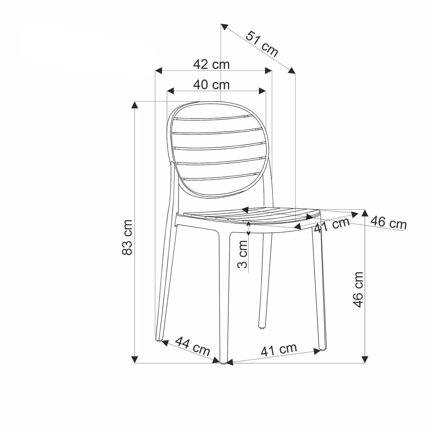Krēsls PR 42/51/83/46 cm balts - N1 Home