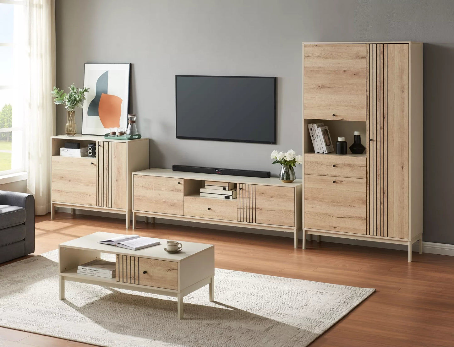 Kafija sgalds Frosi 40/50/100 cm netīri balta/ozols - N1 Home