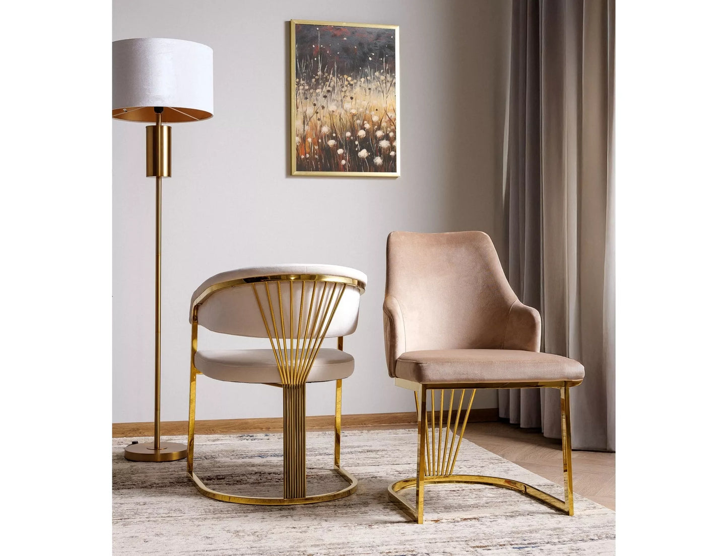 Krēsls Alurd 89/52/48 cm krēms/zelts - N1 Home