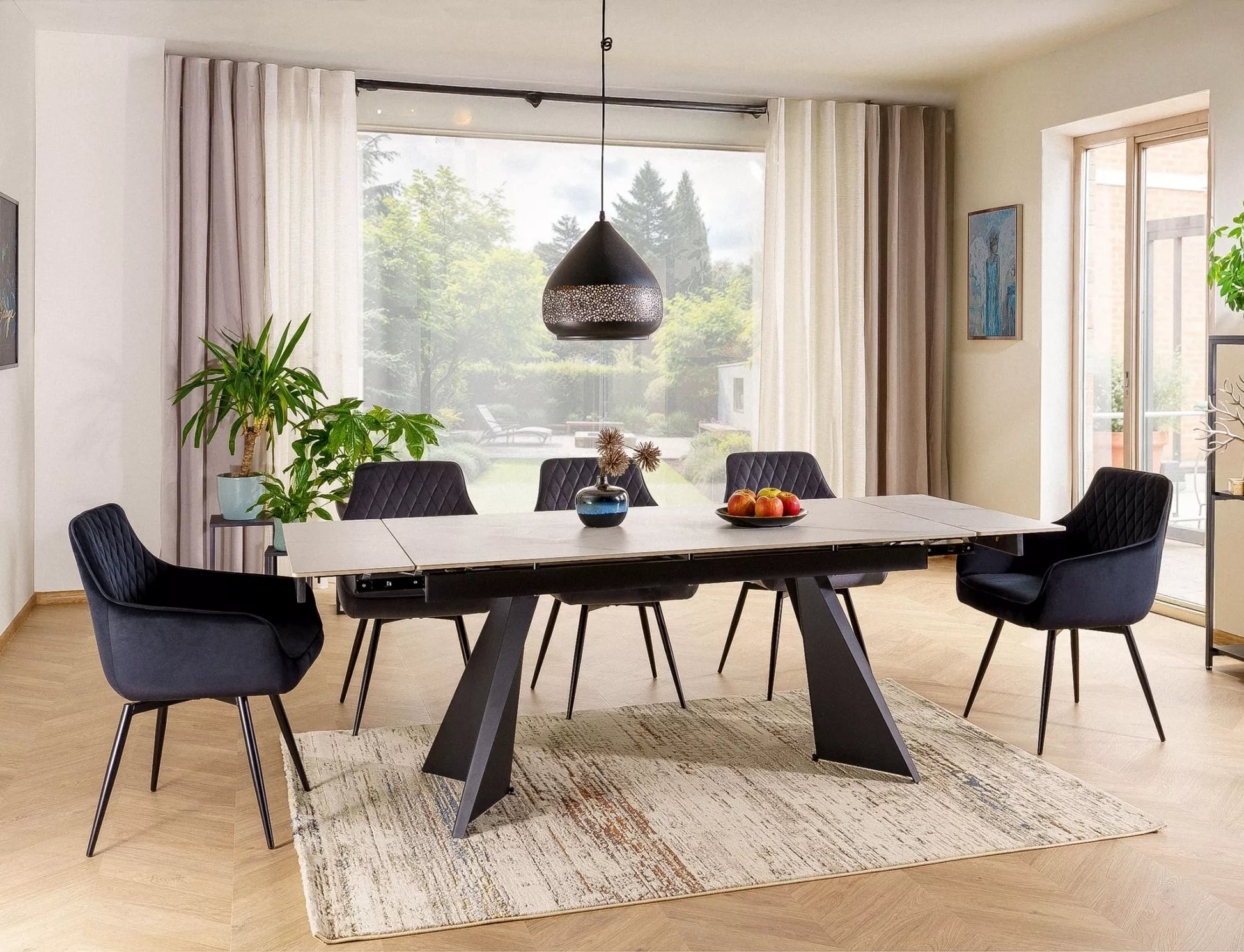 Galds Laco 160-240/75/90 cm balts/melns - N1 Home