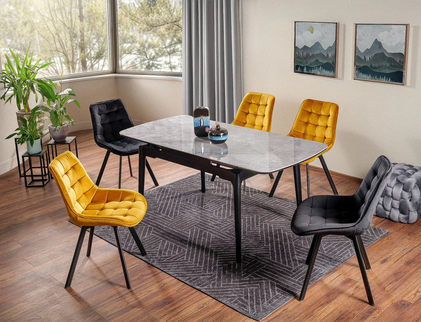 Galds Sent 120/180/80/75 cm pelēks spīdums / melns matēts - N1 Home