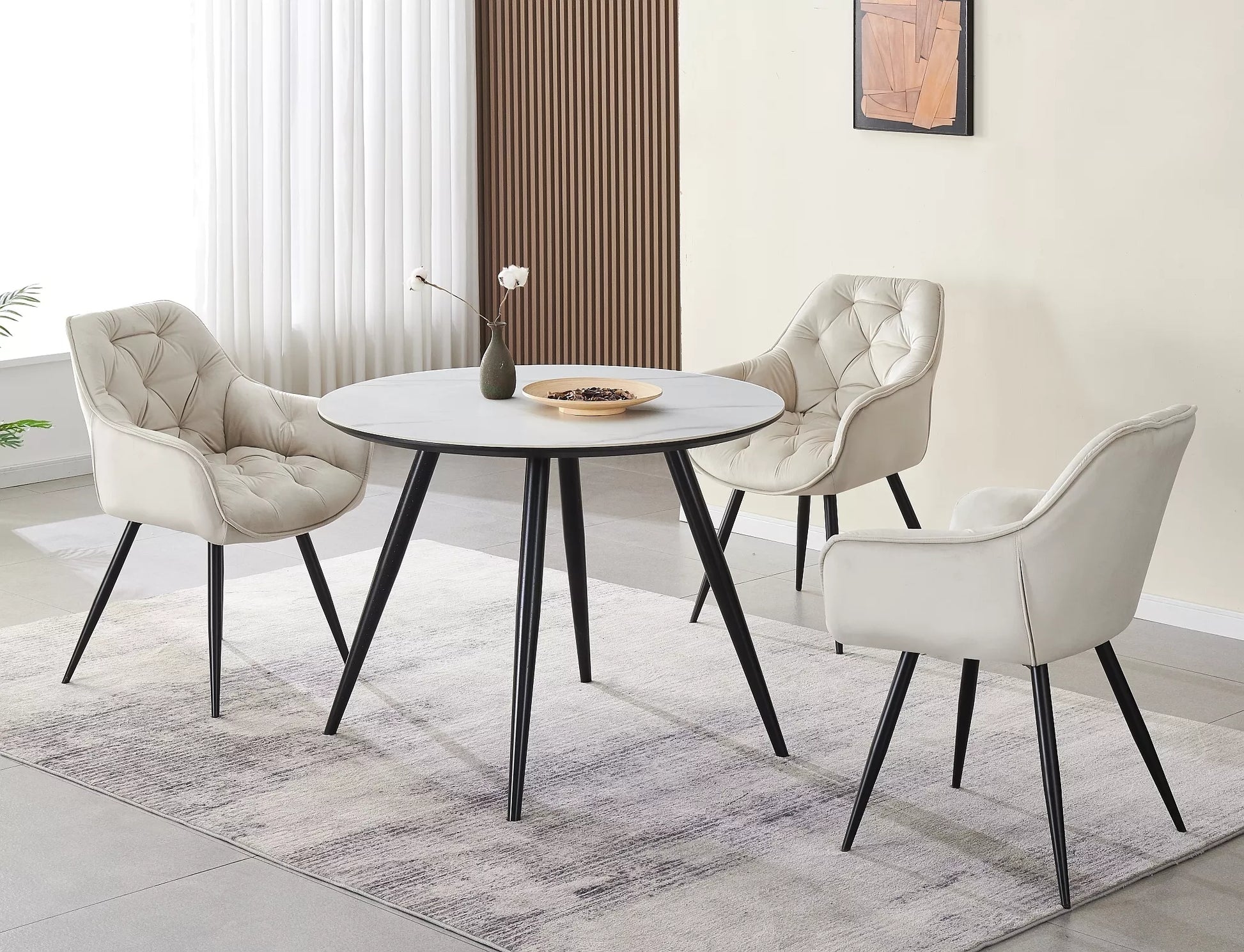 Galds Idea 100/75 cm matēts balts, marmora efekts / matēts melns - N1 Home