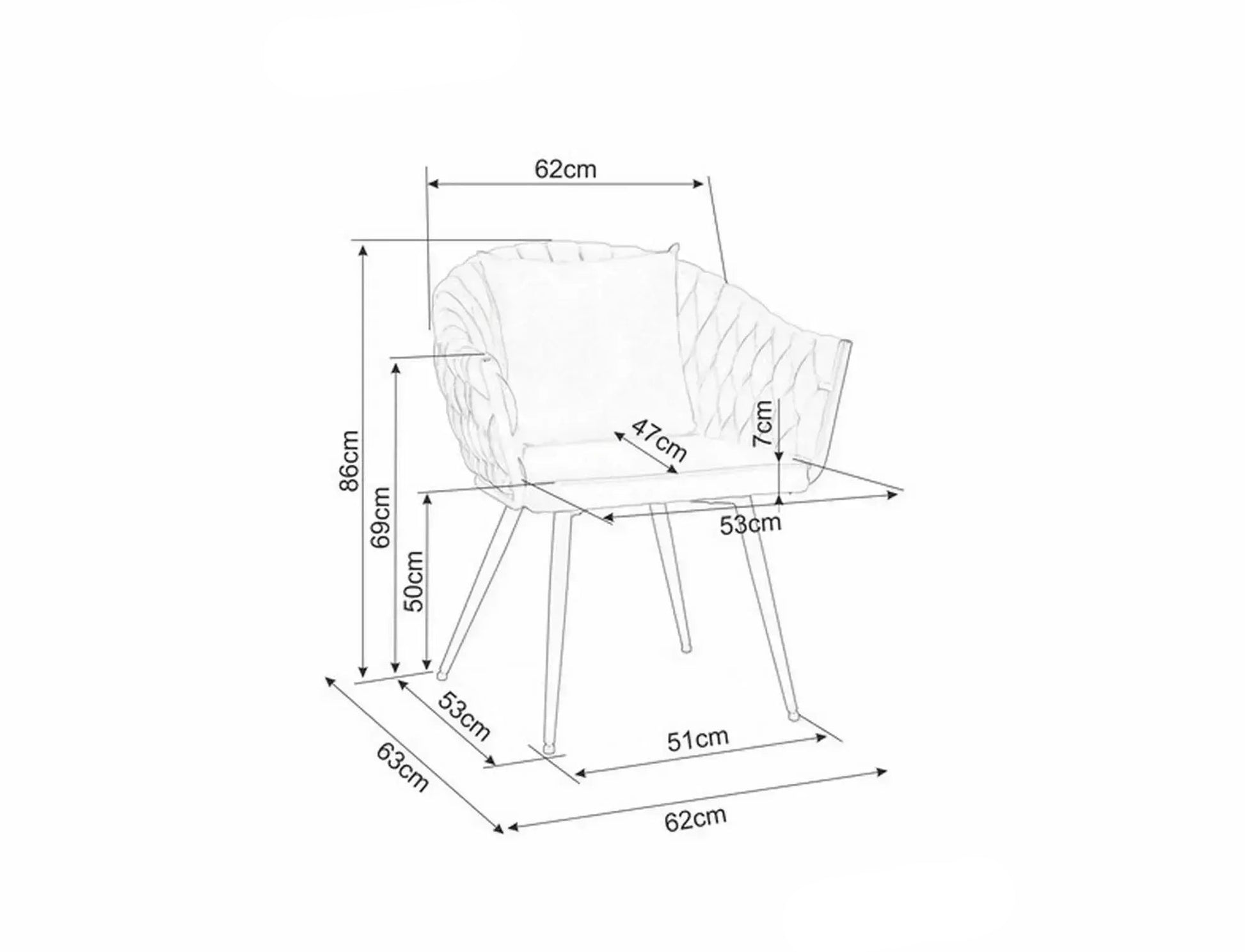 Krēsls Nuvys 86/62/50 cm gaiši bēšs - N1 Home