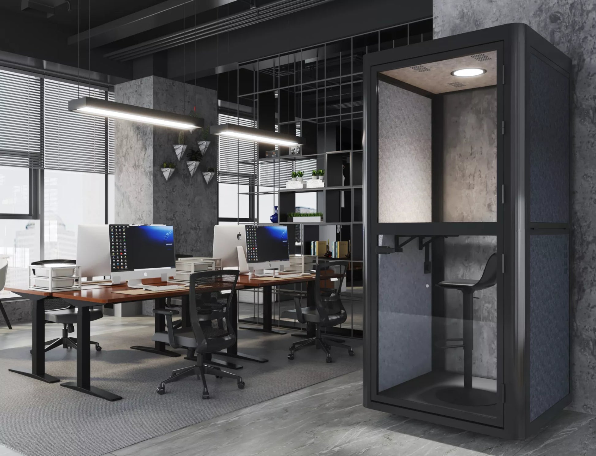 Akustika mierigs kabīne Podi 226/102/102 cm tumši pelēks - N1 Home