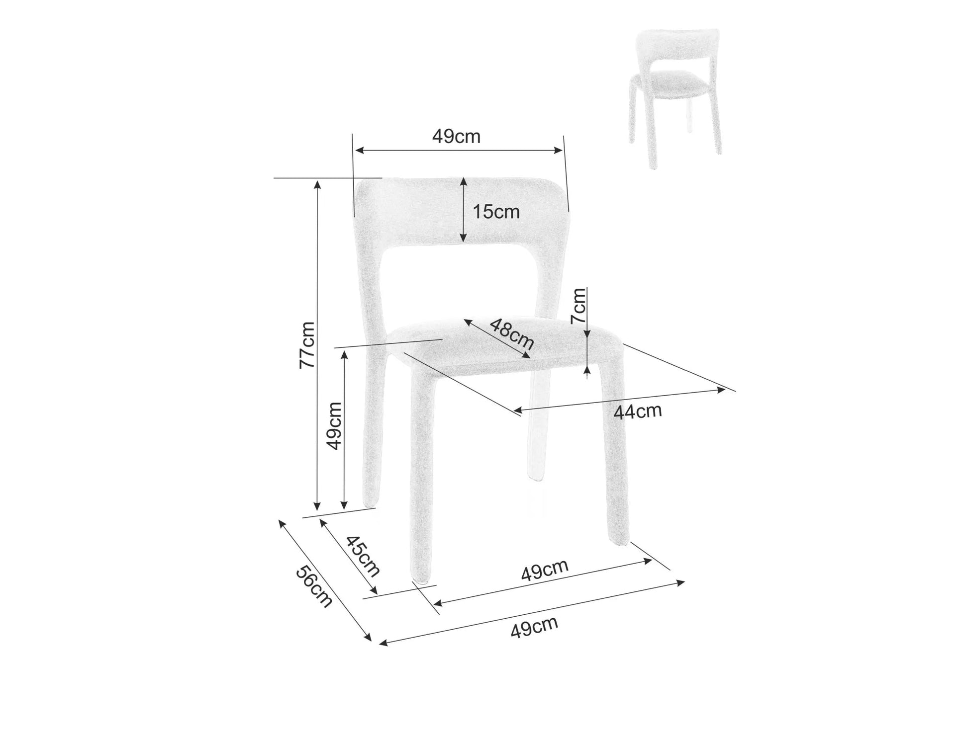 Krēsls Viks 77/49/49 cm gaiši pelēks - N1 Home