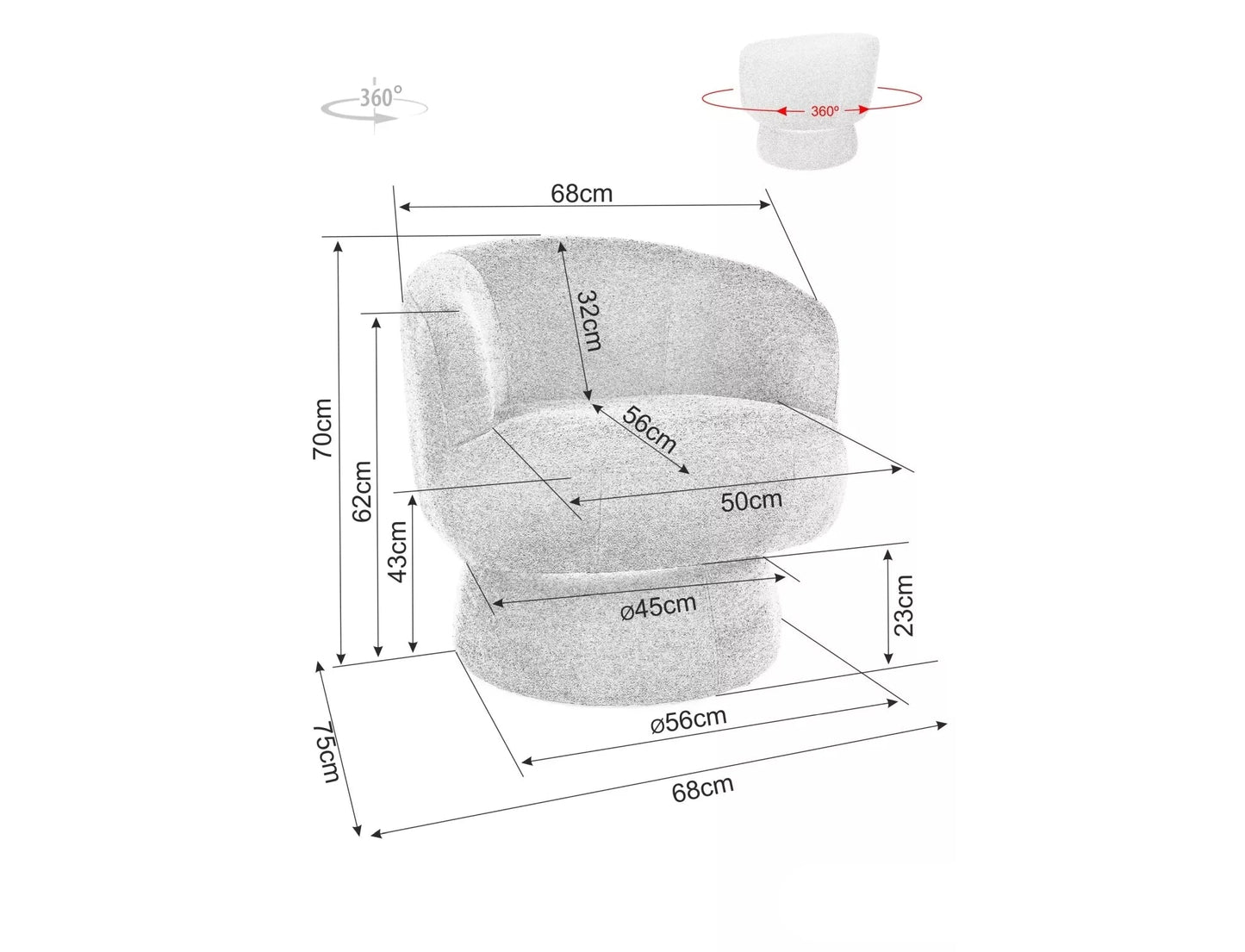Krēsls Cosmo 68/70/56 cm tumši bēšs - N1 Home