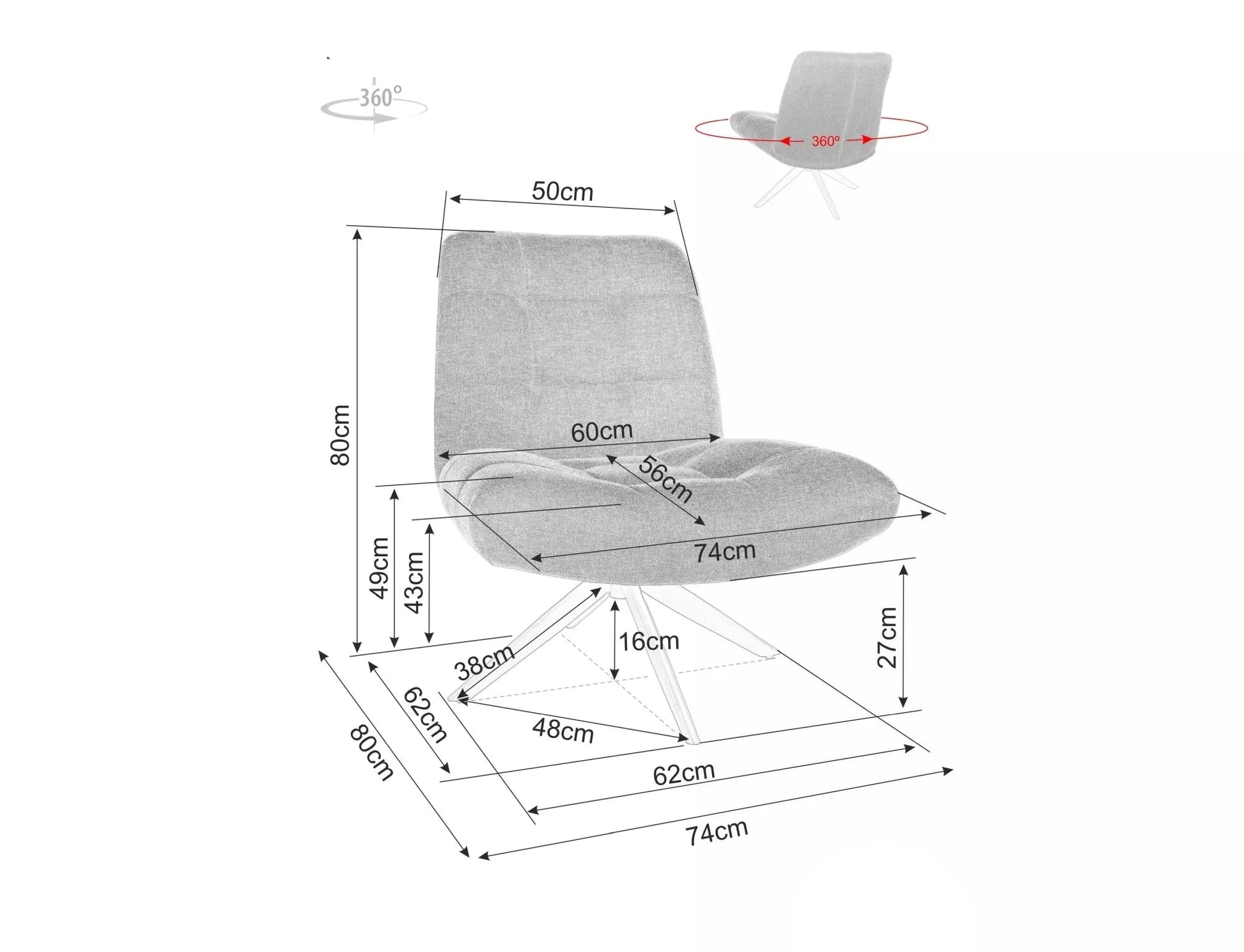 Krēsls Alia 74/80/56 cm gaiši bēšš - N1 Home