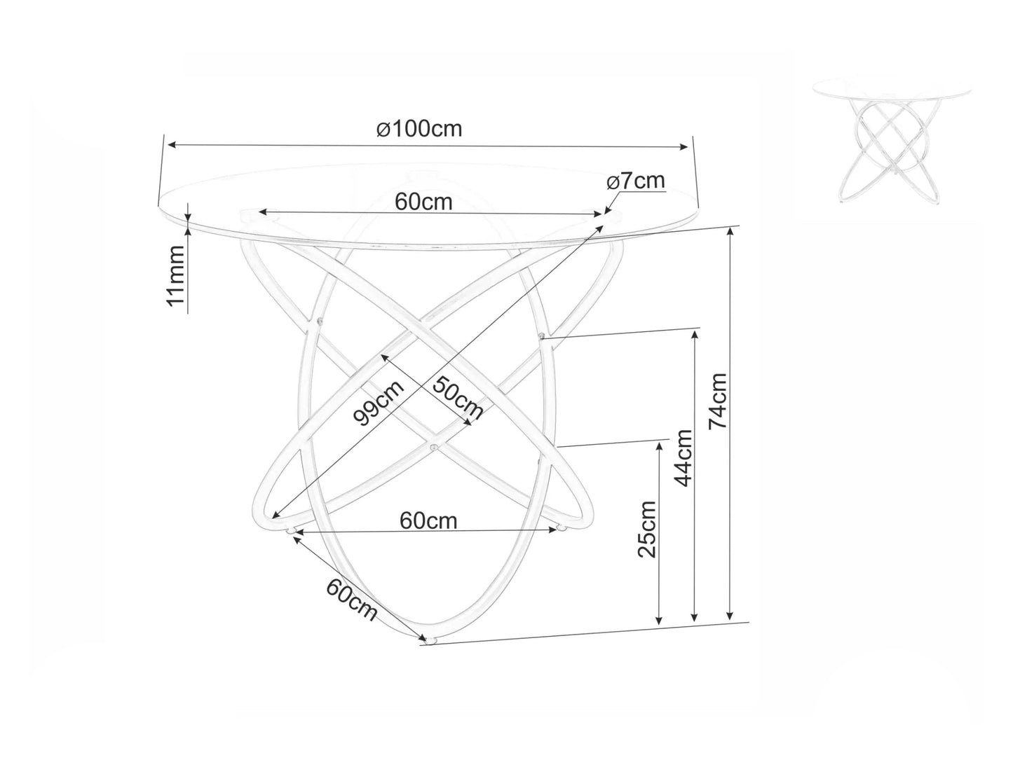 Galds Oria 75/100 cm hroms - N1 Home