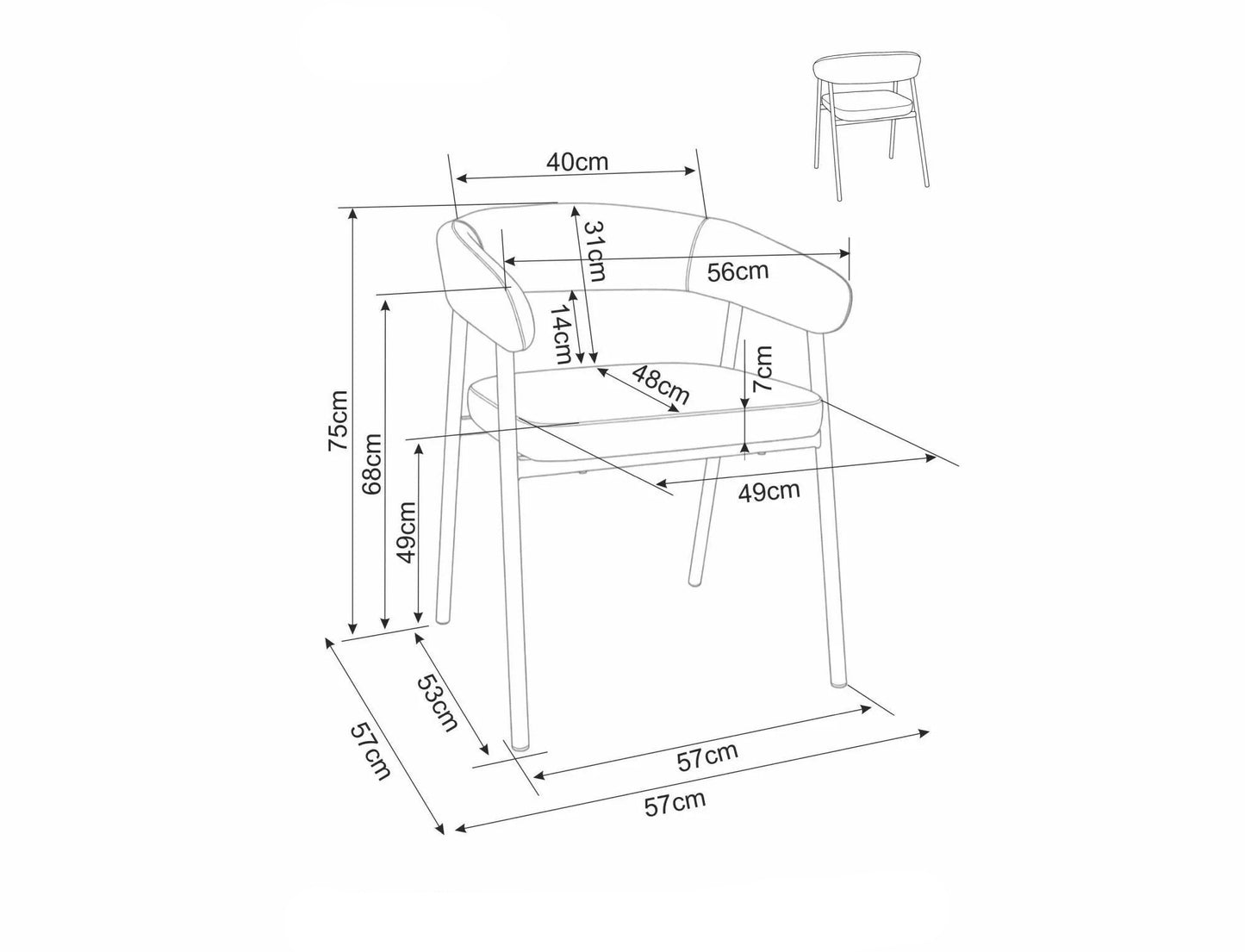Krēsls Katas 75/57/49 cm pelēks/melns