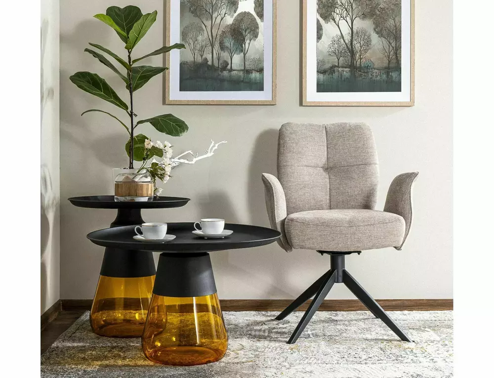 Kafijas galdiņš AFRA 52/50/50 cm zelts/melns - N1 Home