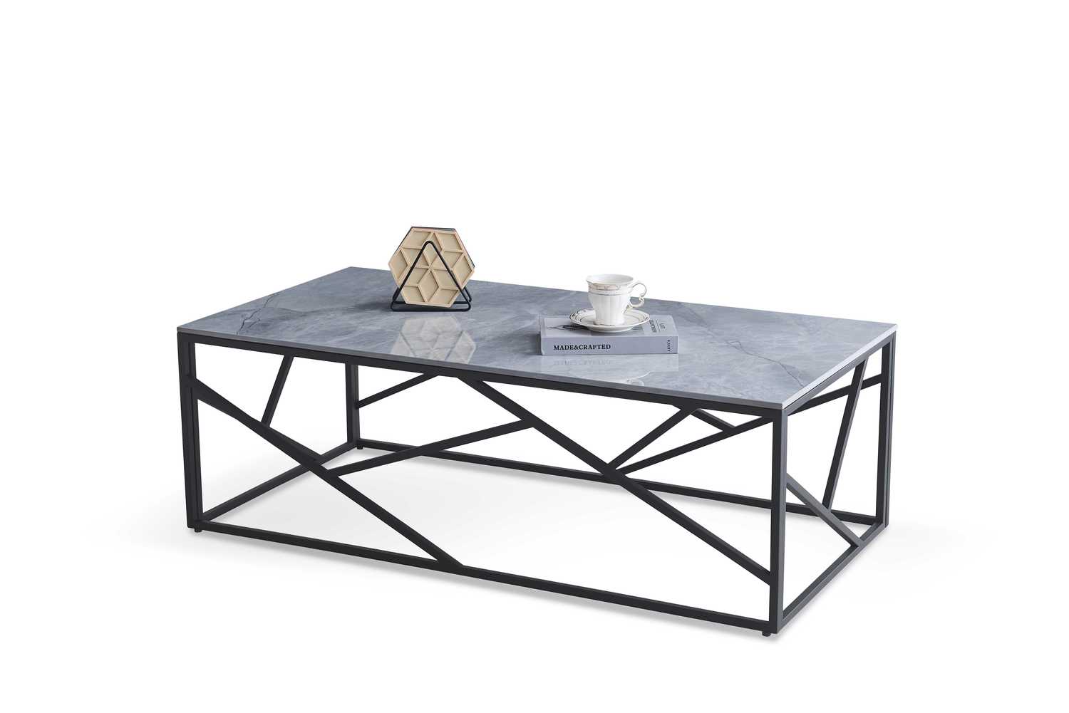 Kafijas galdiņš UR 120/60/45 cm pelēks marmors - N1 Home