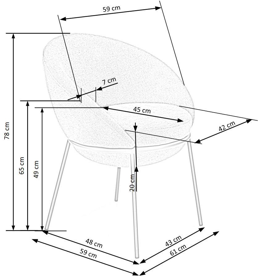 Krēsls Ogas 61/59/78/49 cm bēšs - N1 Home