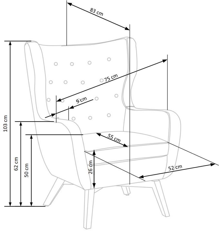 Krēsls Marv 75/83/103/50 cm dzelts/ozols - N1 Home