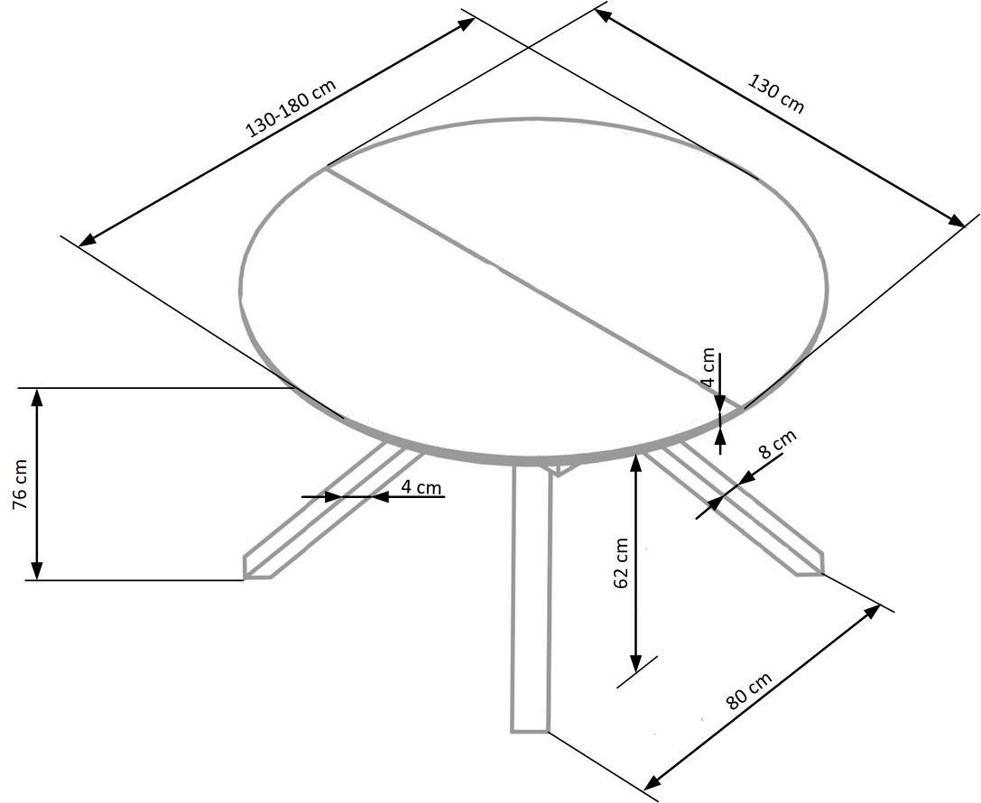 Galds Verti 130-180 / 130 /76 cm  melns marmors - N1 Home
