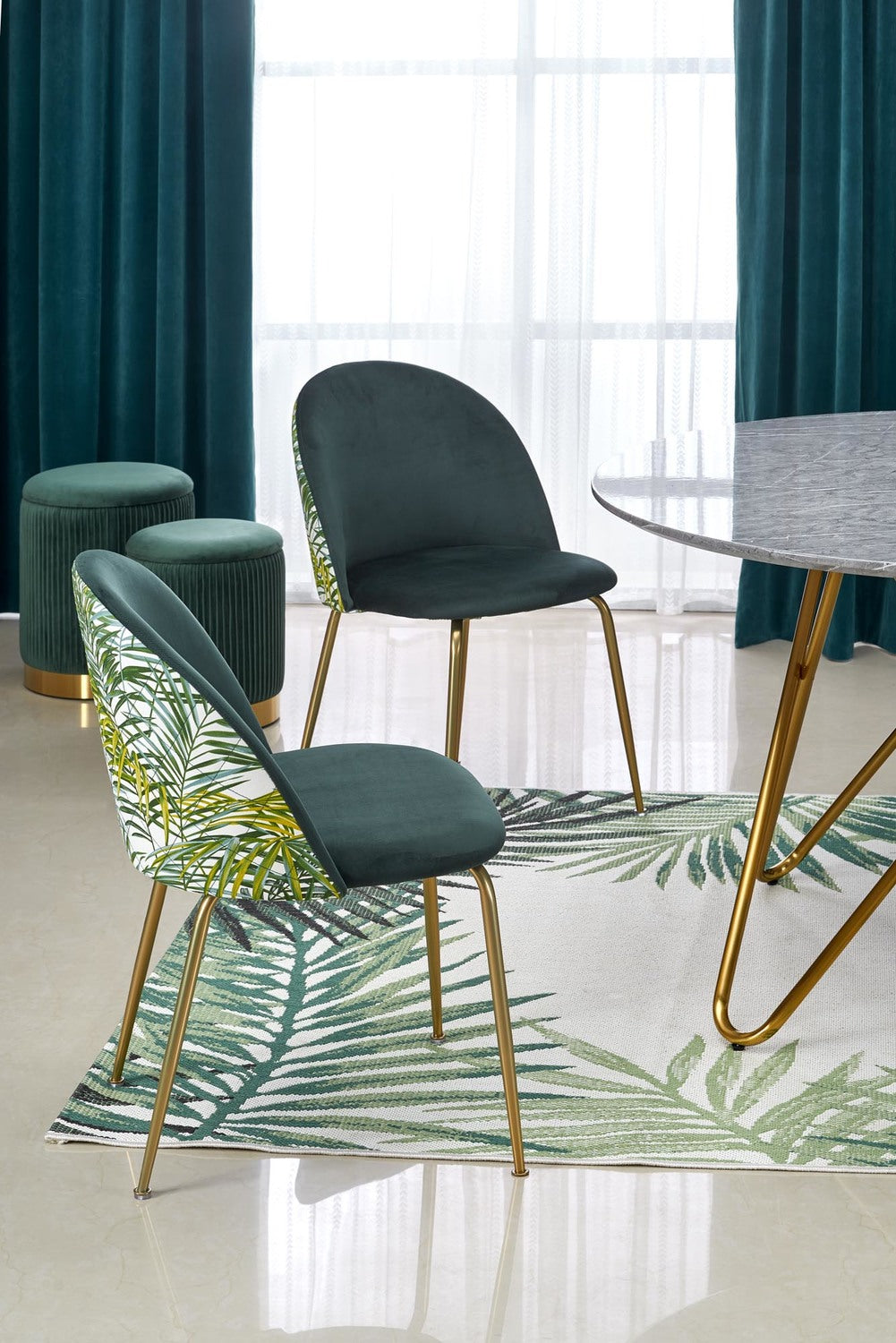 Galds Bonel 120/76 cm pelēks marmors/zelts - N1 Home