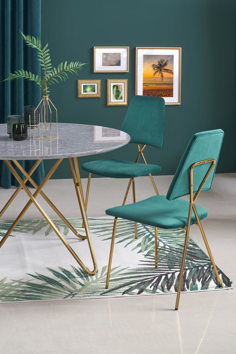 Galds Bonel 120/76 cm pelēks marmors/zelts - N1 Home