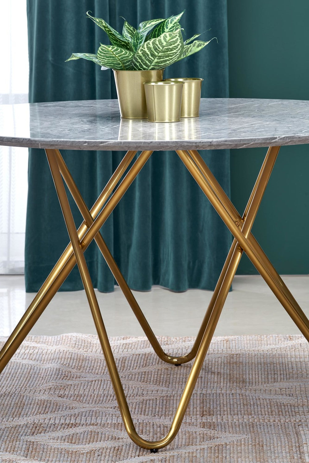 Galds Bonel 120/76 cm pelēks marmors/zelts - N1 Home