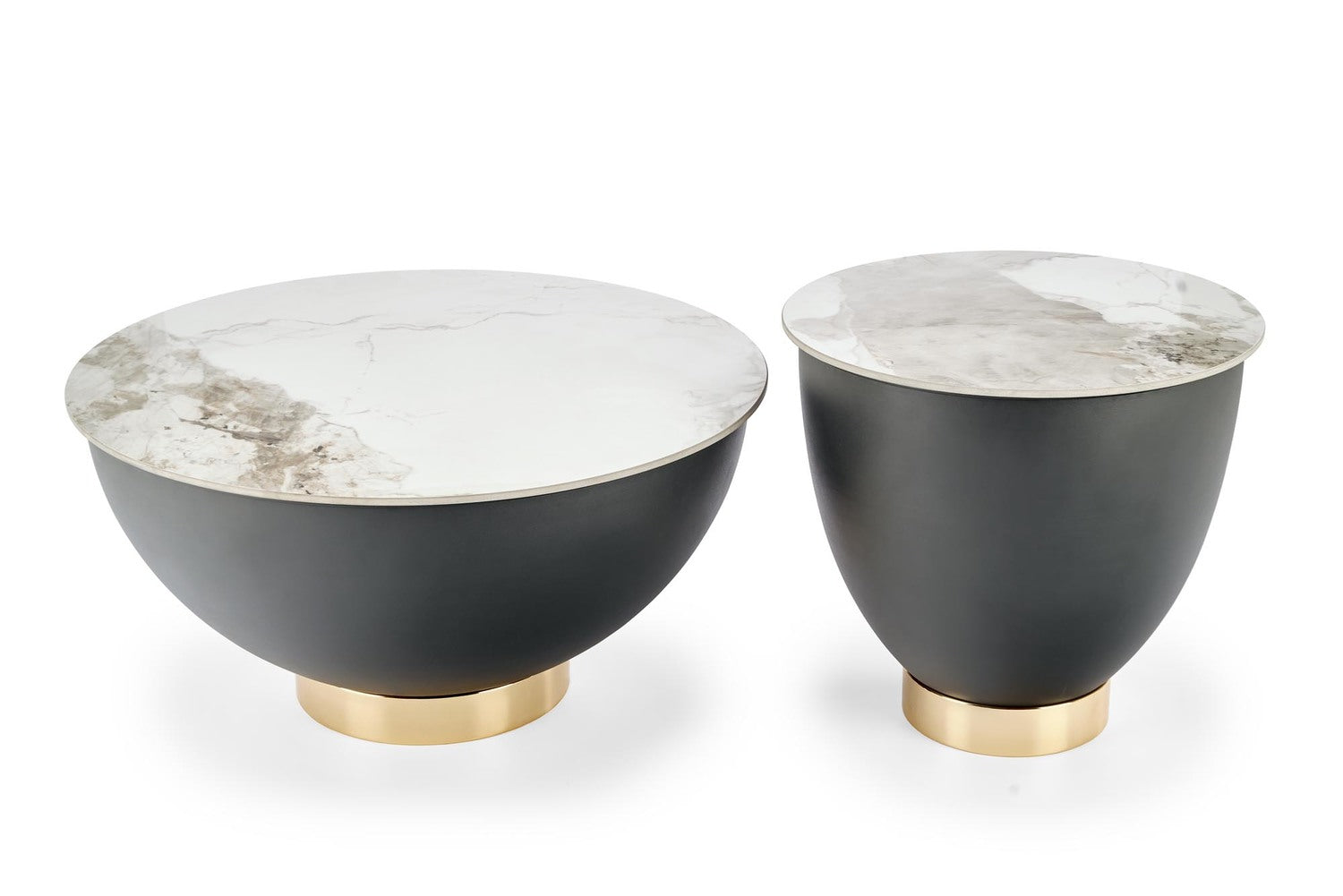Kafijas galdiņš CC2 48/45 cm balts marmors/pelēks/zelts - N1 Home