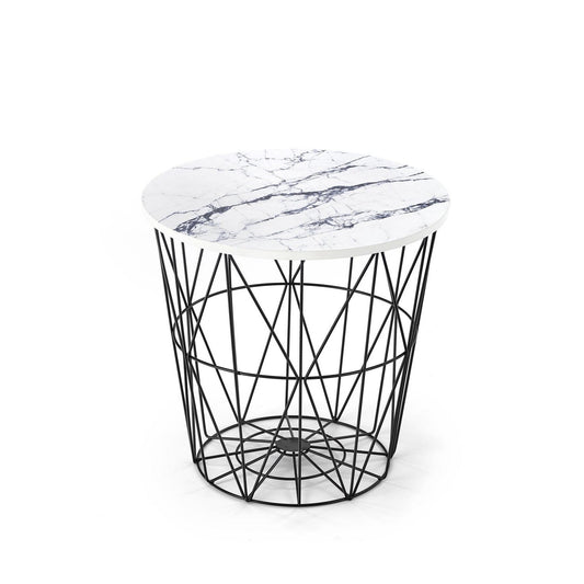 Kafijas galdiņš TM melns/balts marmors 42/41 cm - N1 Home