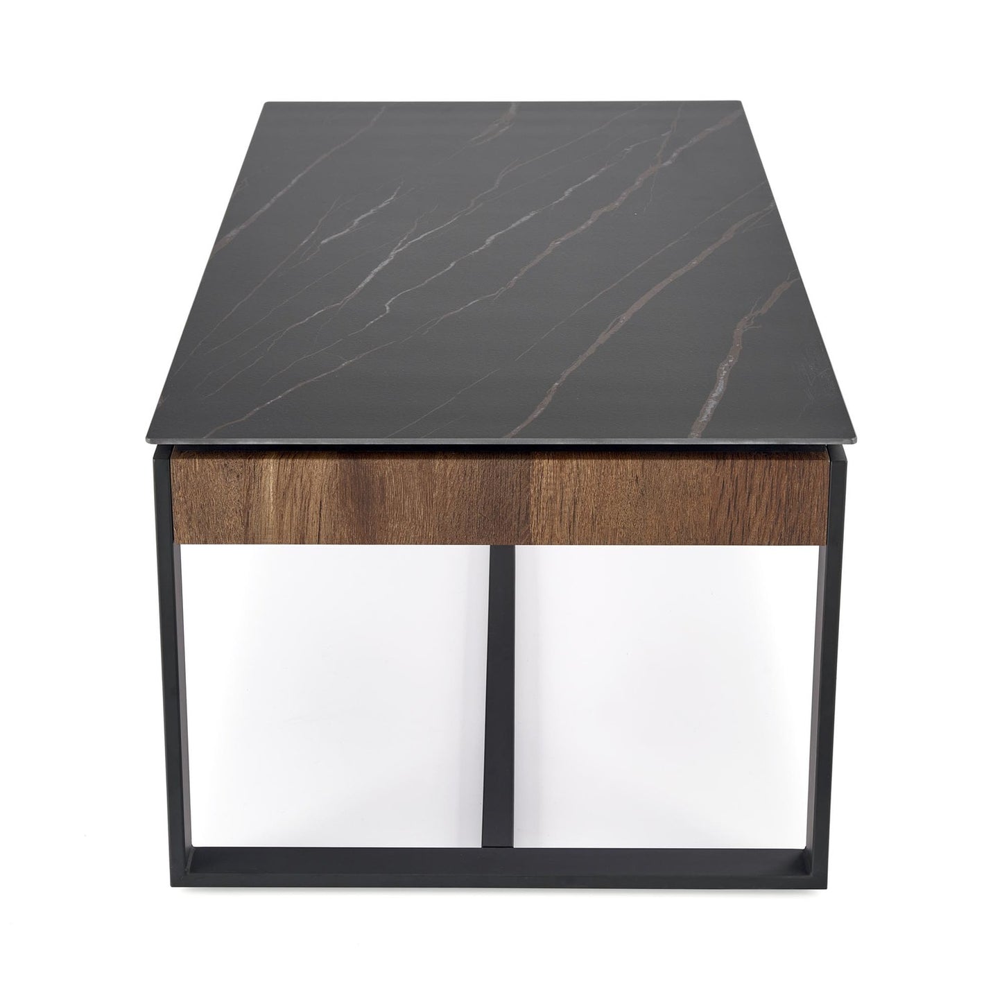 Kafijas galdiņš RM 121/61/45 cm melns marmors/riekstkoks - N1 Home