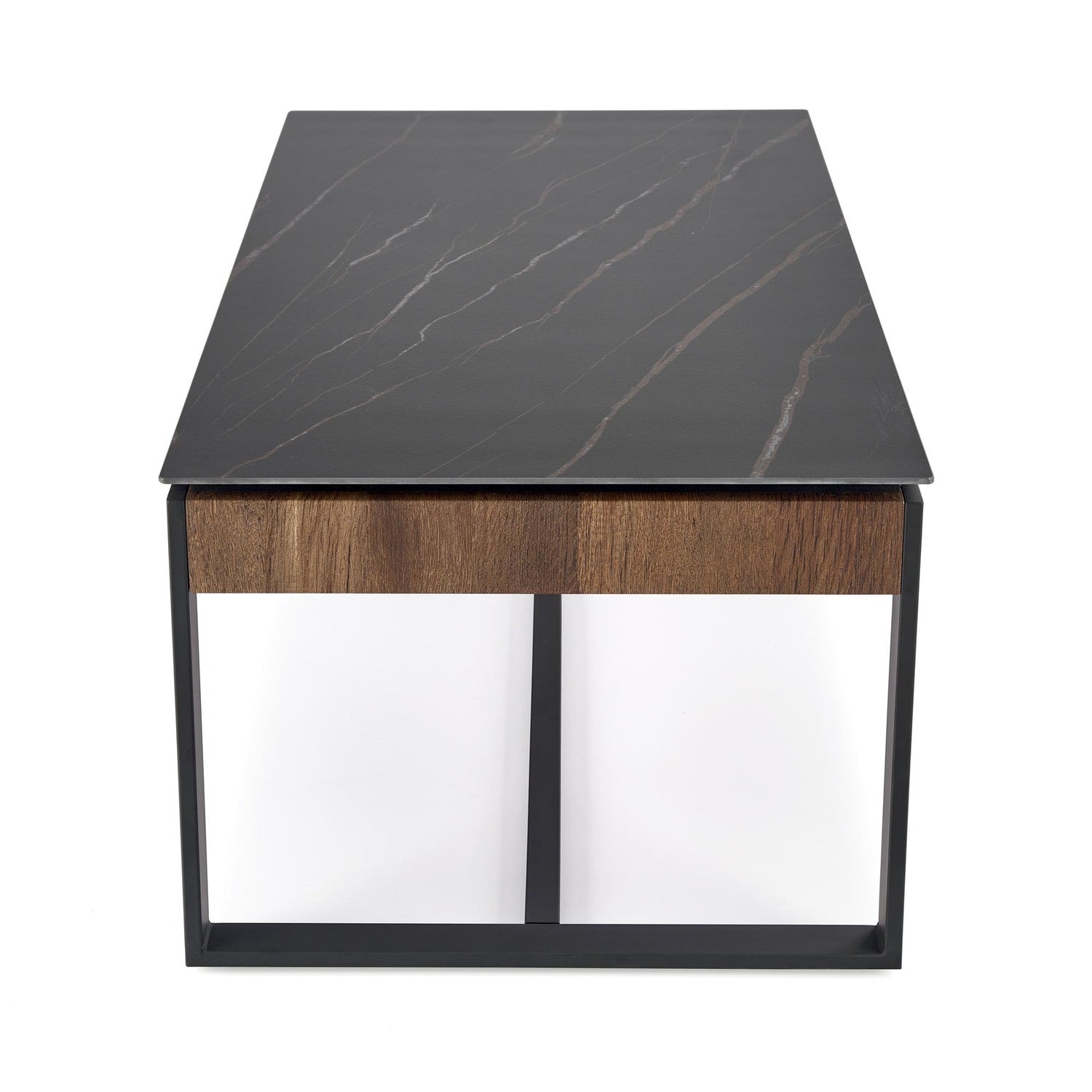 Kafijas galdiņš RM 121/61/45 cm melns marmors/riekstkoks - N1 Home