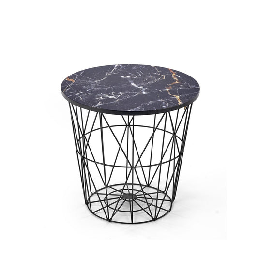 Kafijas galdiņš TM melns/melns marmors 42/41 cm - N1 Home