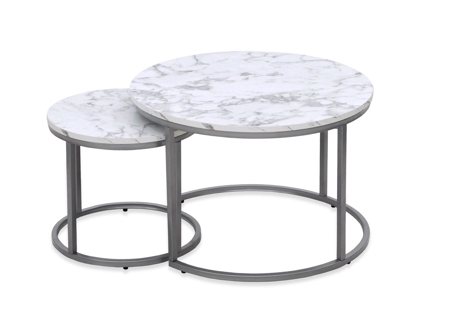 Kafijas galds Pao 60/40 un 38/34 cm marmors/sudrabs - N1 Home