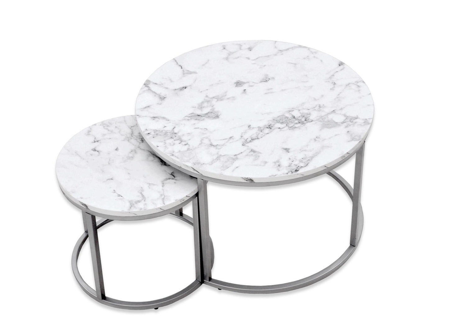 Kafijas galds Pao 60/40 un 38/34 cm marmors/sudrabs - N1 Home