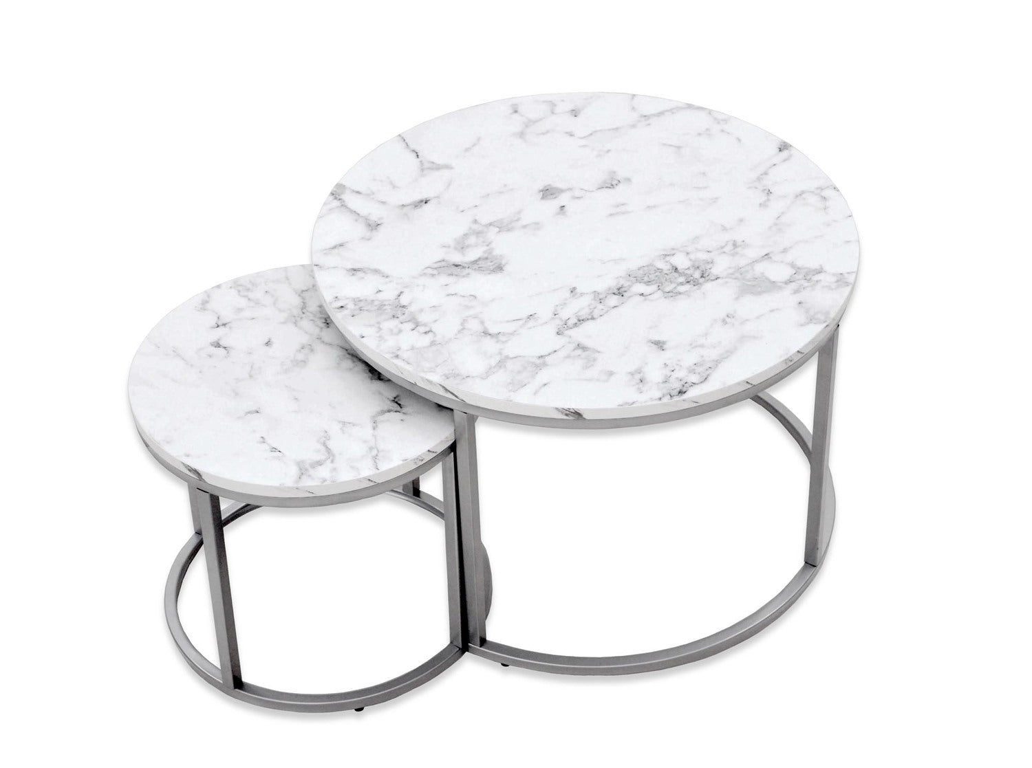 Kafijas galds Pao 60/40 un 38/34 cm marmors/sudrabs - N1 Home