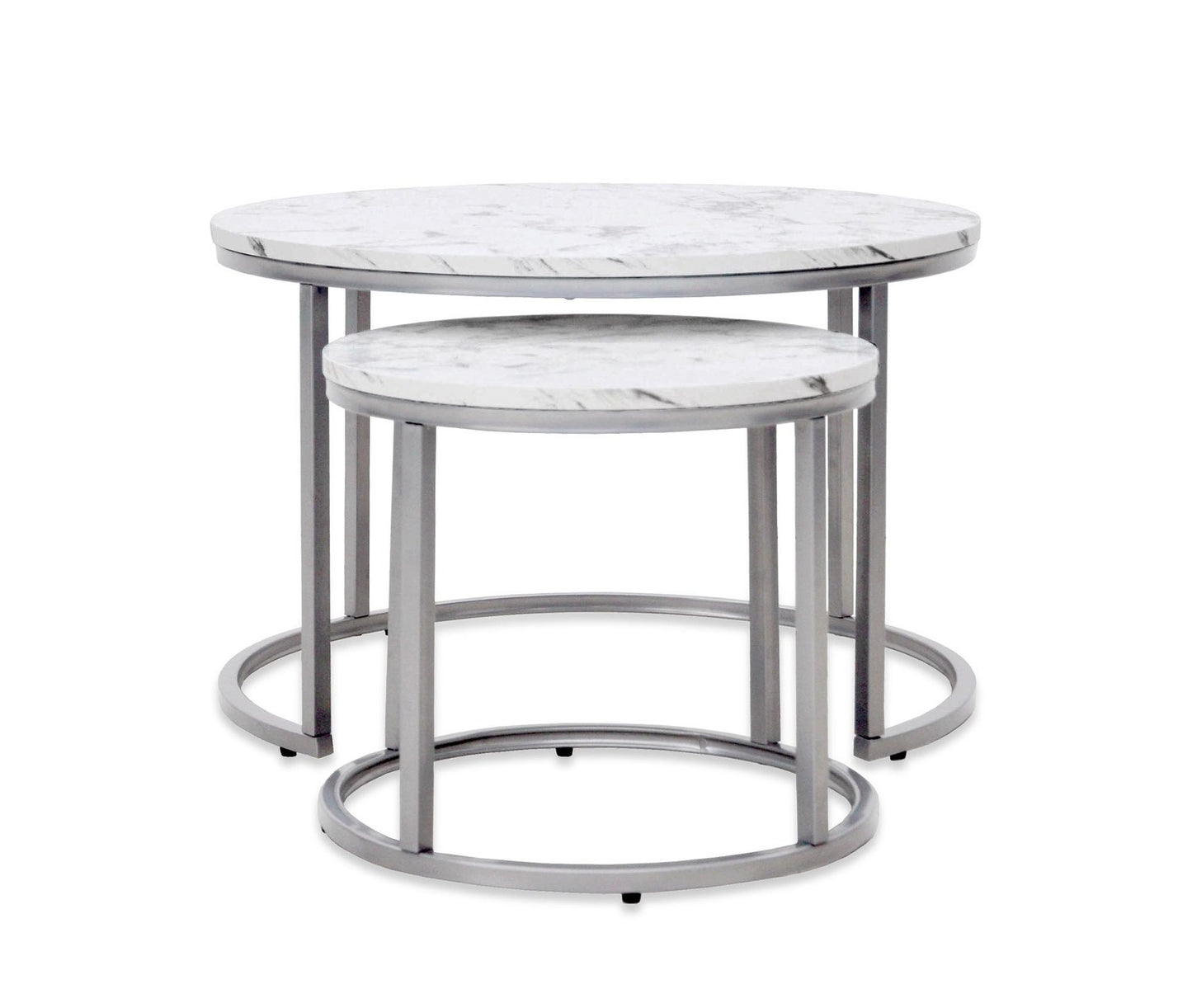 Kafijas galds Pao 60/40 un 38/34 cm marmors/sudrabs - N1 Home