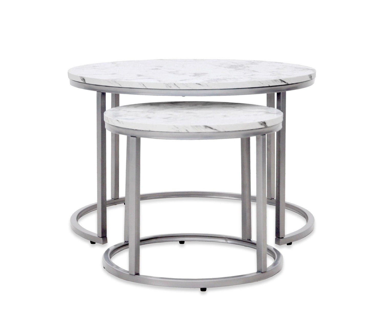 Kafijas galds Pao 60/40 un 38/34 cm marmors/sudrabs - N1 Home