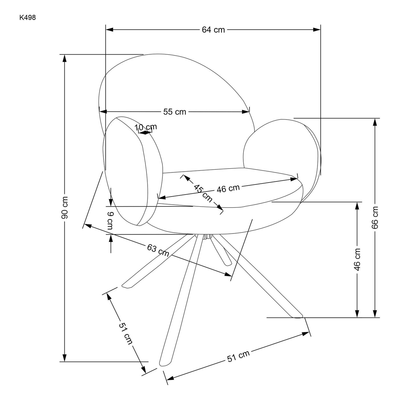 Krēsls Cupsi 64/63/90/46 cm pelēks - N1 Home