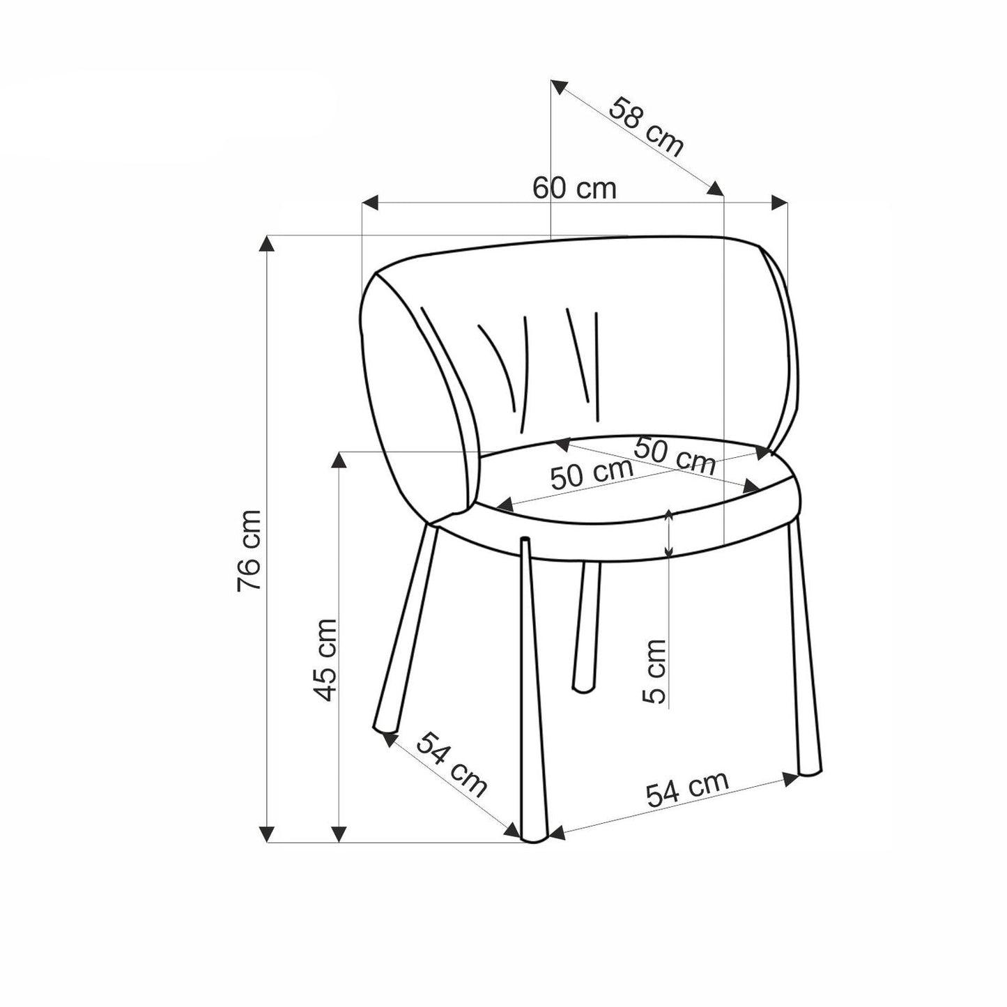 Krēsls Riko 60/58/76/45 cm pelēks - N1 Home