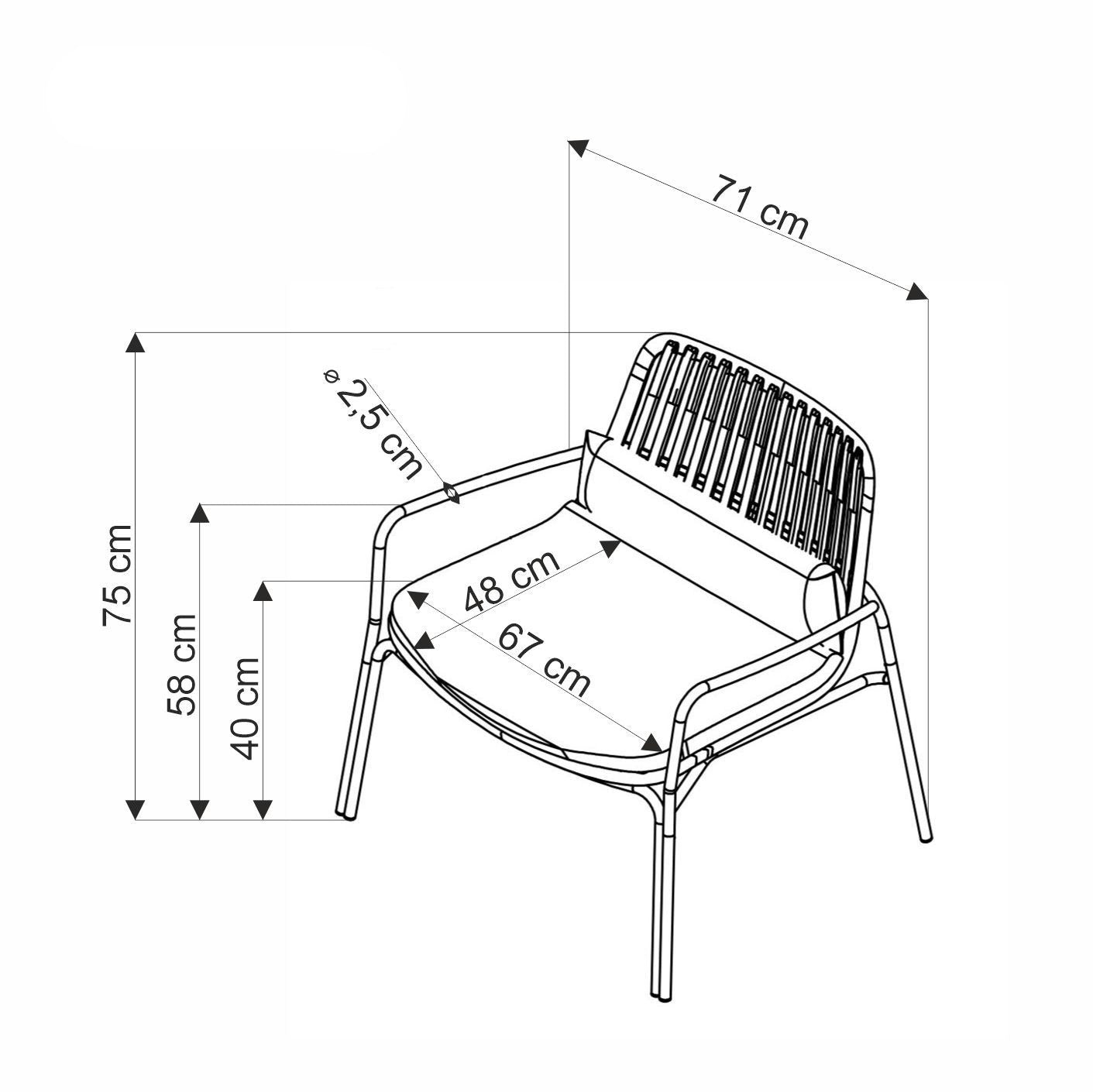 Dārza krēsls 71/66/75/40 cm balts - N1 Home