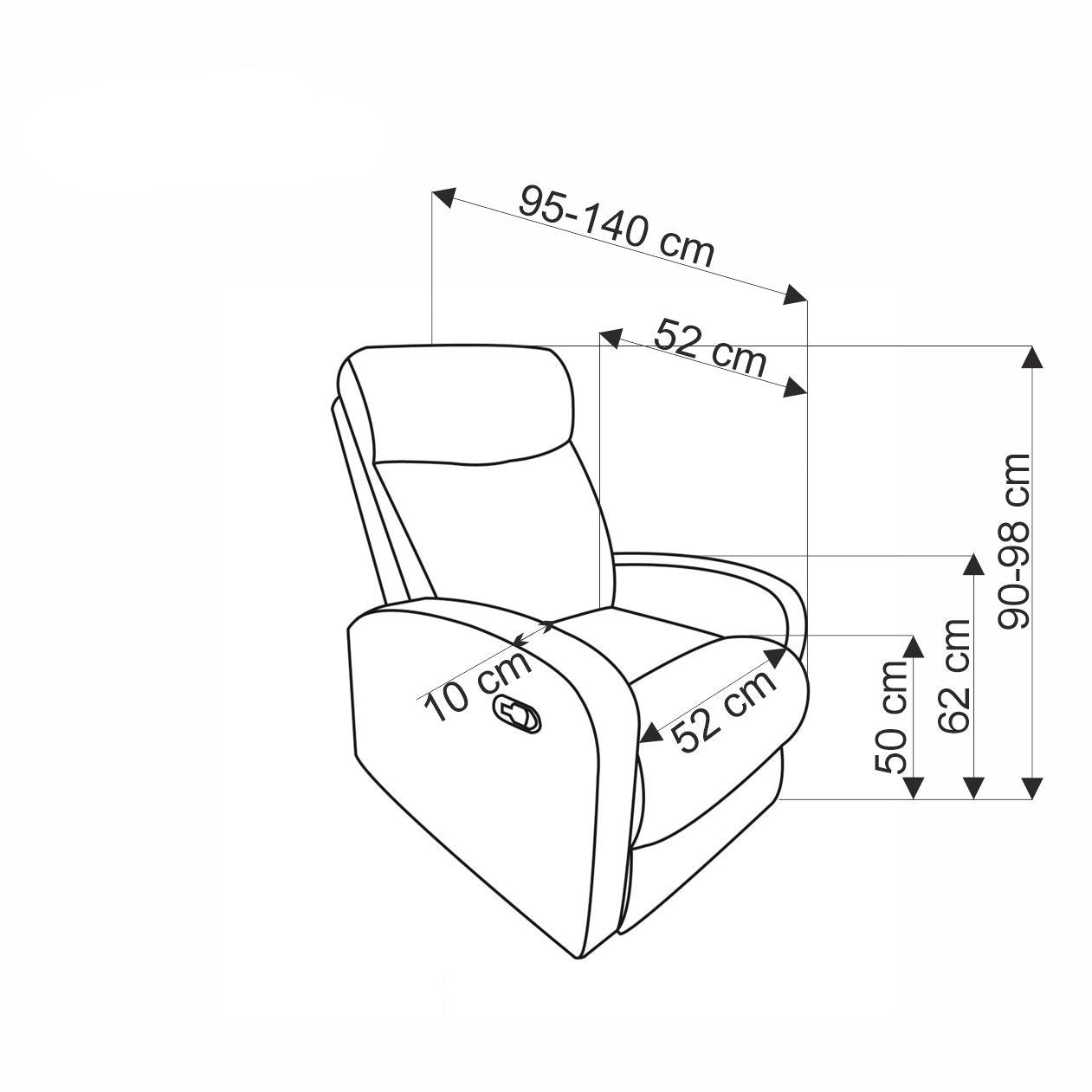 Krēsls Voner 75/95-140/90-98/50 cm Bluvel 68