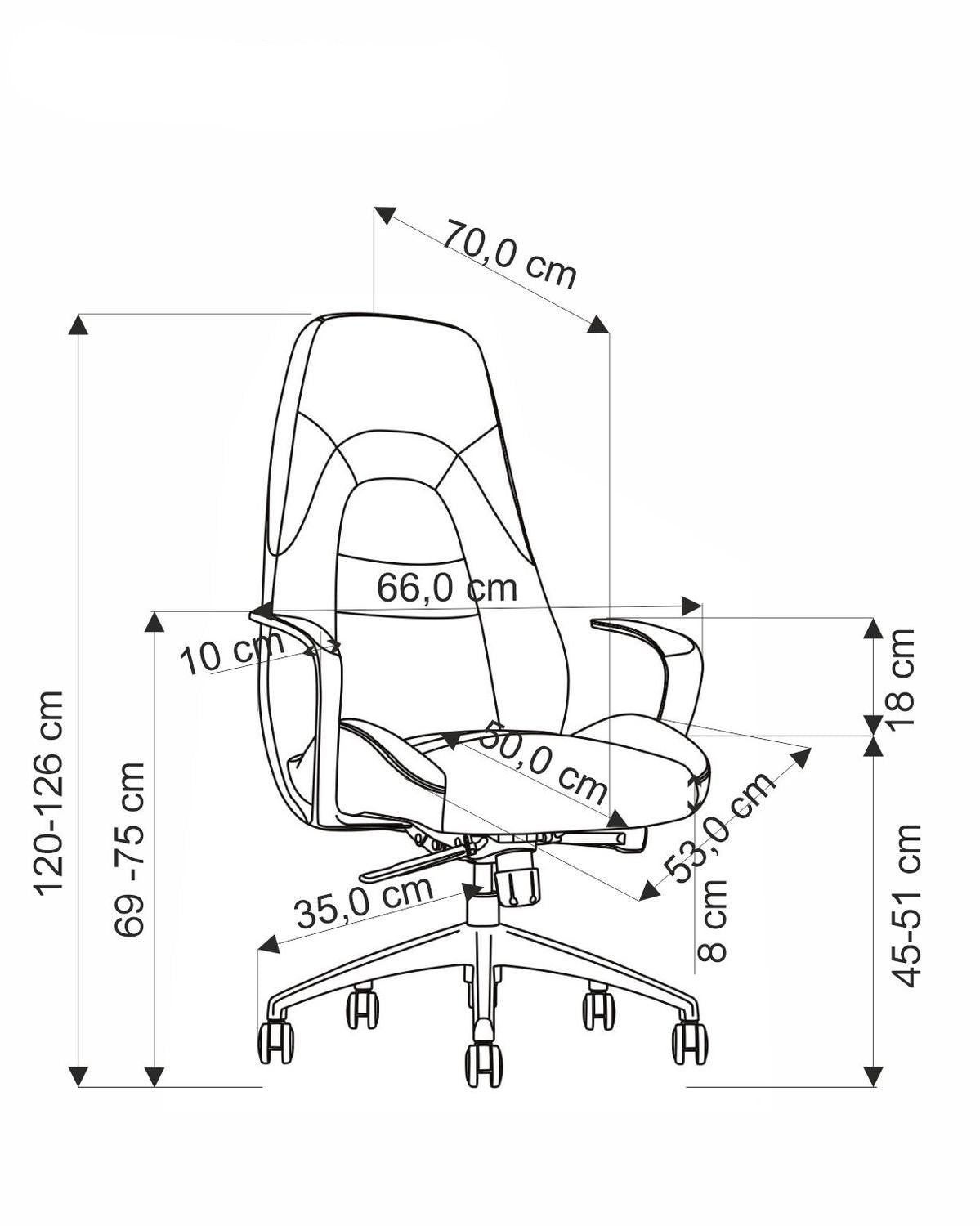 Krēsls Dar 66/70/120-126/45-51 cm kapučīno - N1 Home
