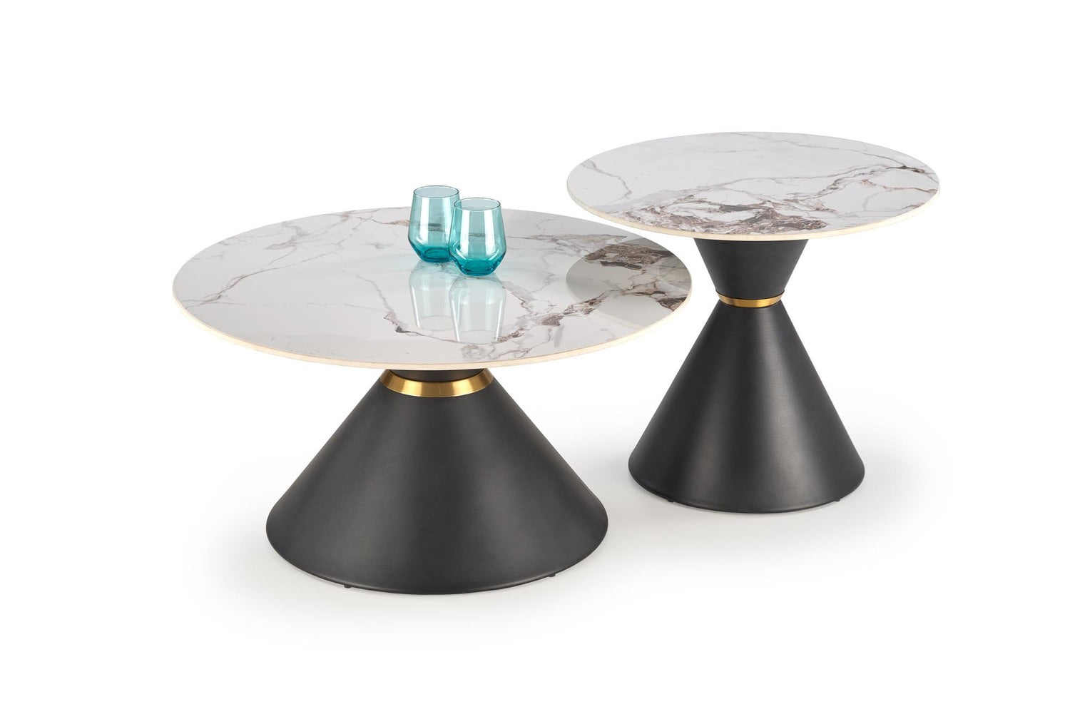 Kafijas galdiņš Gora S 60/51 cm balts marmors/melns - N1 Home