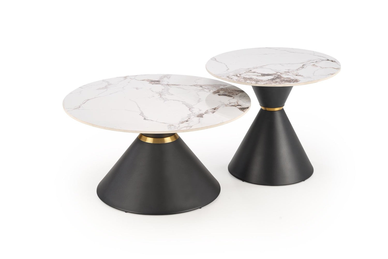 Kafijas galdiņš Gora 80/42 cm balts marmors/melns - N1 Home