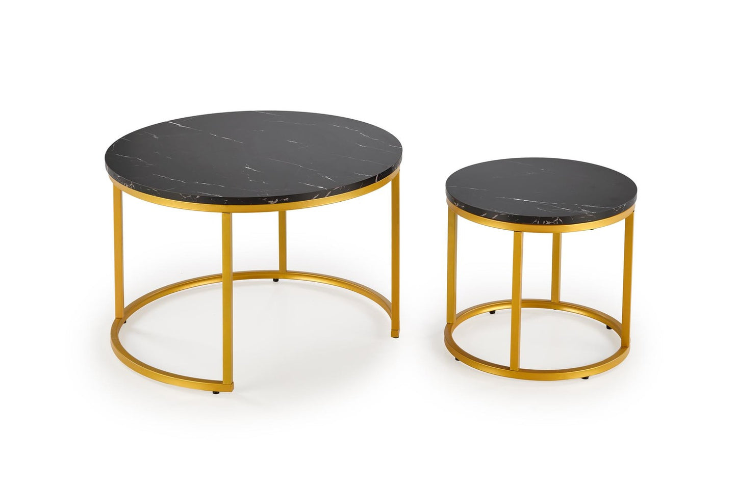 Kafijas galds Pao 60/40 un 38/34 cm melns marmors/zelts - N1 Home