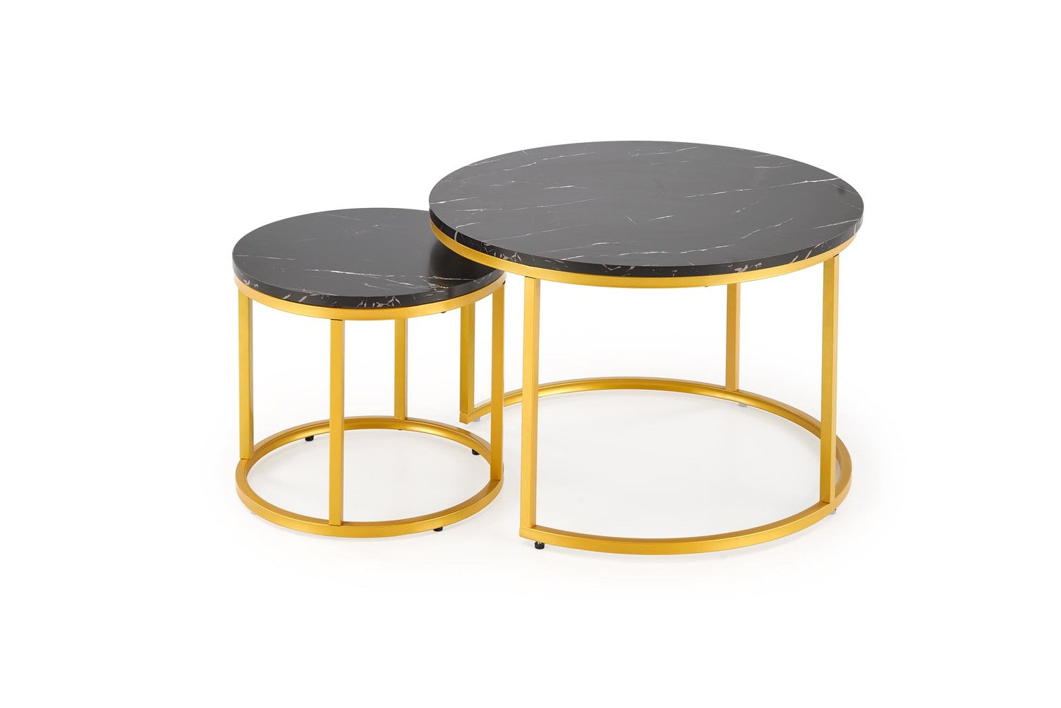 Kafijas galds Pao 60/40 un 38/34 cm melns marmors/zelts - N1 Home