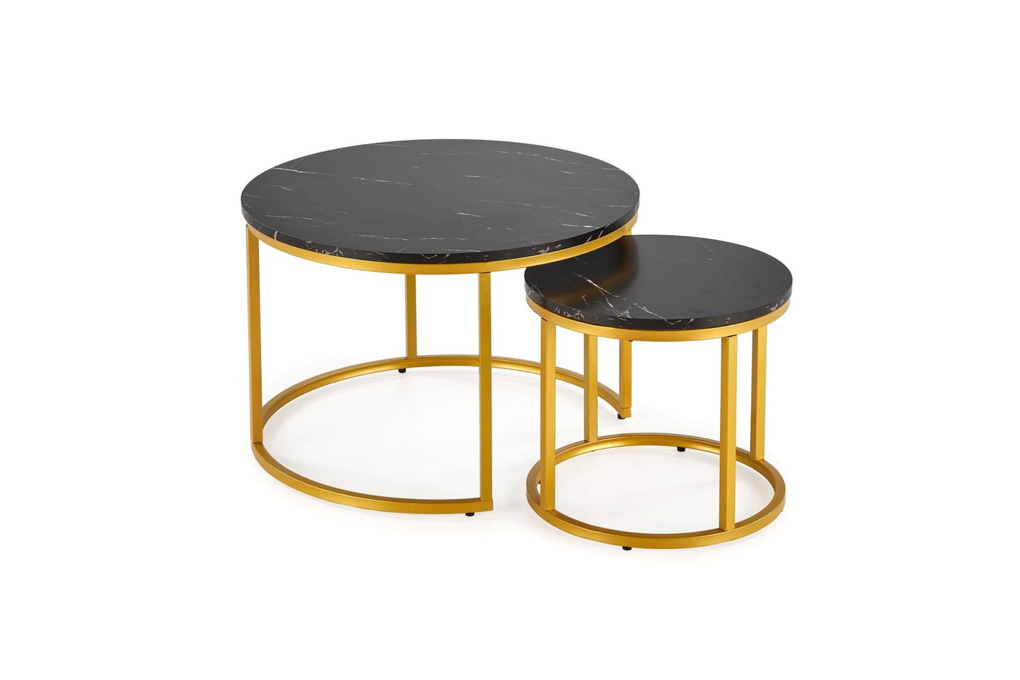 Kafijas galds Pao 60/40 un 38/34 cm melns marmors/zelts - N1 Home